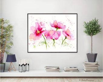 Loox Art Handmade Water Color Flower Painting for Wall, Living
