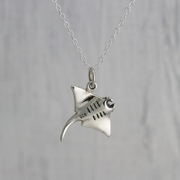 Manta Ray Necklace - Sterling Silver Stingray Necklace - Sea Creature Jewelry - Ocean Jewelry - Stingray Charm - Manta Ray Charm - Sea Charm