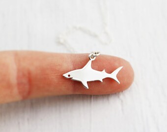 Silver Shark Necklace - Sterling Silver Shark Charm Necklace - Great White Shark Necklace - Silver Shark Charm  Shark Pendant  Shark Jewelry