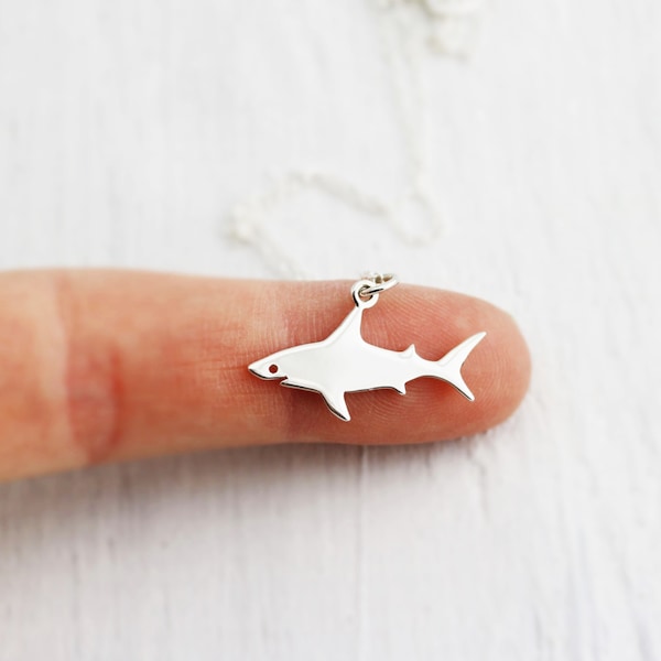 Silver Shark Necklace - Sterling Silver Shark Charm Necklace - Great White Shark Necklace - Silver Shark Charm  Shark Pendant  Shark Jewelry