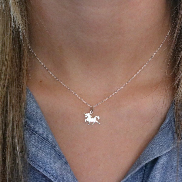 Unicorn Necklace - Sterling Silver Tiny Unicorn Necklace - Unicorn Lover Gift - Unicorn Jewelry - Unicorn Birthday - Girls Unicorn Pendant