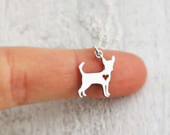 Tiny Dog Necklace - Chihuahua Necklace - Chihuahua Lover Gift - Sterling Silver Chihuahua -Delicate Necklace - Dainty Pet Memory Necklace