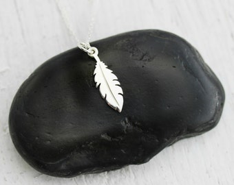 Tiny Feather Necklace - Sterling Silver Tiny Feather Necklace - Boho Feather Necklace - Native American Feather - Feather Jewelry