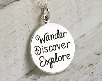 Wanderlust Necklace - Sterling Silver Wander Necklace - Not All Who Wander Necklace - Wander Jewelry - Gift for Traveler - Traveler Jewelry