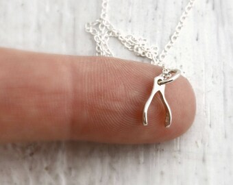 Tiny Wishbone Necklace Silver Wishbone Necklace Wishbone Gifts Under 20 Luck Necklace Sterling Silver Good Luck Gifts Wishbone Pendant