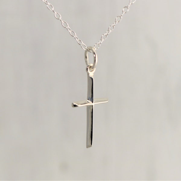 Sterling Silver Cross Necklace, Dainty Cross Christian Gifts for Women, Christian Cross Pendant Baptism Gifts, Confirmation Gift for Girls