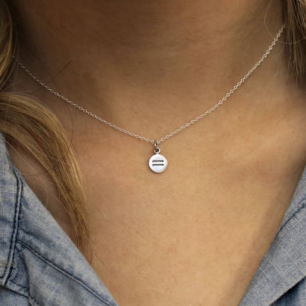 Silver Equal Symbol Necklace, Gay Pride Jewelry, LGBT Gifts, LGBT Jewelry, Equal Rights, Human Rights, Equality Gifts, Gender Equality Sign