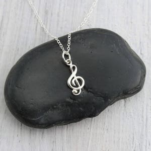 Treble Clef Necklace Silver G Clef Jewelry, Treble Clef Gift for Musician Necklace, Treble Clef Charm Necklace, Silver Treble Clef Jewelry