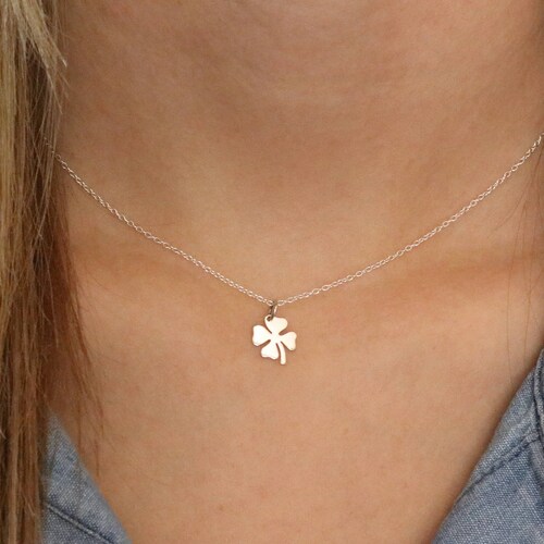 Silver Four Leaf Clover Necklace. Sterling Silver Lucky Charm. Etsy