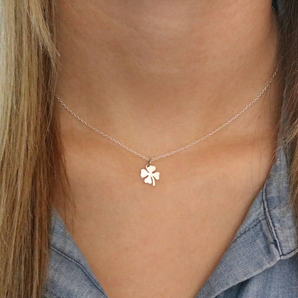 Good Luck Gifts, Four Leaf Clover Necklace Silver Good Luck Charms, Clover Leaf Jewelry, Luck Necklace Sterling Silver Clover Necklace