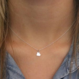 Tiny Heart Necklace Sterling Silver, Tiny Heart Pendant, Present for Flower Girl Gift for Flower Girl, Dainty Heart Necklace, Little Heart image 1