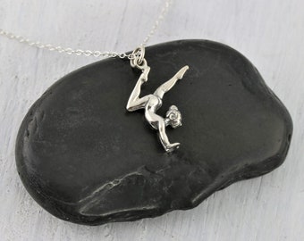 Sterling Silver Gymnast Charm Necklace, Gymnastics Gifts for Girls, Gymnastic Necklace, Gift for Gymnast Gifts for Gymnastics Coach