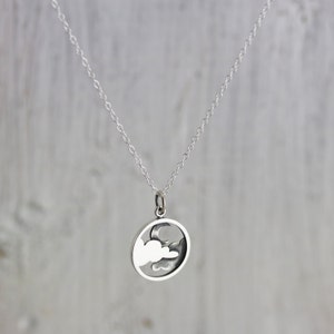 Moon and Cloud Necklace, Moon Necklace, Sterling Silver Moon and Cloud Pendant, Cloud Necklace, Night Sky, Celestial Necklace, Moon Jewelry image 4