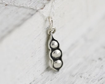 Three Peas in a Peul-ketting - Sterlingzilver Three Peas in a Peul-bedel - Peul-ketting drieling sieraden Best Friends-ketting 3 erwten