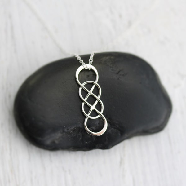 Double Infinity Necklace - Sterling Silver Intertwined Infinity Necklace - Double Infinity Pendant Vertical Infinity Necklace Infinity Charm