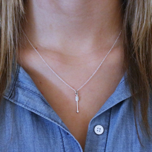 Arrow Necklace - Sterling Silver Vertical Arrow Necklace  Arrow Pendant  Silver Layering Necklace  Bohemian Arrow  Arrow Jewelry  Boho Style