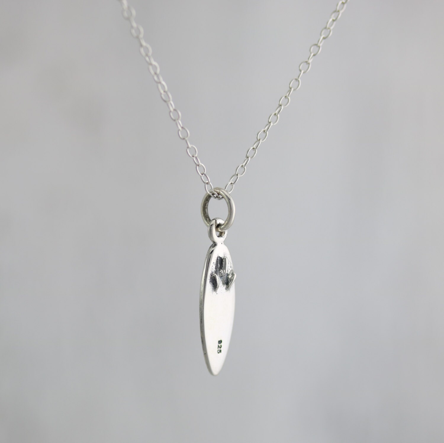 Surfboard Necklace Sterling Silver Surfboard Charm Necklace Etsy
