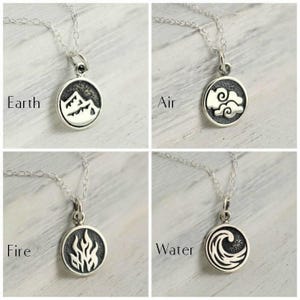 Vier Elemente Halskette, Silber Element Schmuck, Element Halskette, 4 Elemente, Elementsymbole, fünf Elemente, Schmuck mit den vier Elementen