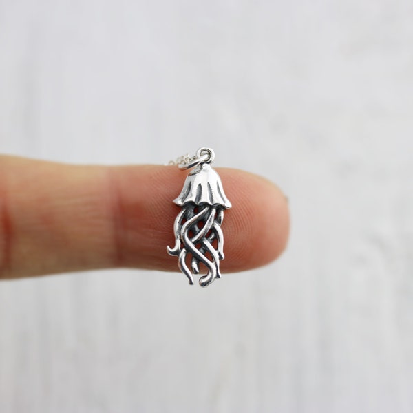 Jellyfish Necklace - Sterling Silver Jellyfish Charm Necklace - Beach Necklace - Ocean Jewelry - Sea Life Charm Jewelry - Nautical Necklace