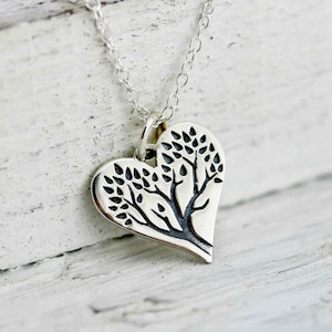 Baum des Lebens Halskette - Sterling Silber Baum des Lebens Herz Halskette - Stammbaum Halskette - Sterling Baum des Lebens - Herz Halskette