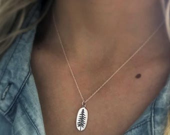 Sterling Silver Tree Necklace, Pine Tree Necklace, Pine Tree Jewelry, Pine Tree Pendant, Woodland Jewelry, Hiking Gift for Hiker, Evergreen