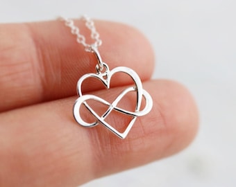 Unendlichkeit Herz Halskette - Sterling Silber Unendlichkeit Herz Anhänger - Liebe Schmuck - Hochzeitsschmuck - Jahrestag Geschenk - Braut Party Geschenk