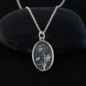 Chrysanthemum Birth Flower Necklace for November, Sterling Silver Chrysanthemum Flower Pendant, Floral Jewelry for Mothers Day Gift Birthday