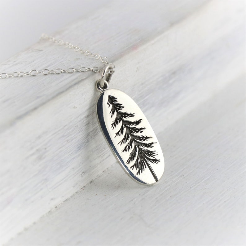 Sterling Silver Tree Necklace, Pine Tree Necklace, Pine Tree Jewelry, Pine Tree Pendant, Woodland Jewelry, Hiking Gift for Hiker, Evergreen image 3