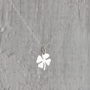 Cadeaux porte-bonheur, collier trèfle à quatre feuilles en argent breloques porte-bonheur, bijoux feuille de trèfle, collier porte-bonheur collier trèfle en argent sterling image 4