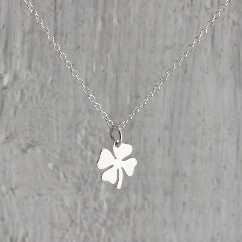 Cadeaux porte-bonheur, collier trèfle à quatre feuilles en argent breloques porte-bonheur, bijoux feuille de trèfle, collier porte-bonheur collier trèfle en argent sterling image 4