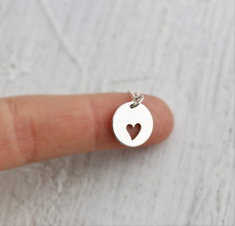 Heart Necklace Heart Cut Out Necklace Sterling Silver Etsy