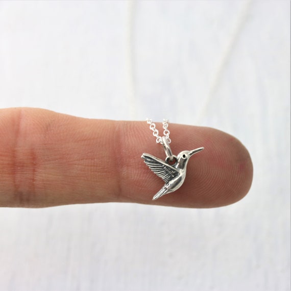 Hummingbird Necklace Sterling Silver Bird Necklace Hummingbird