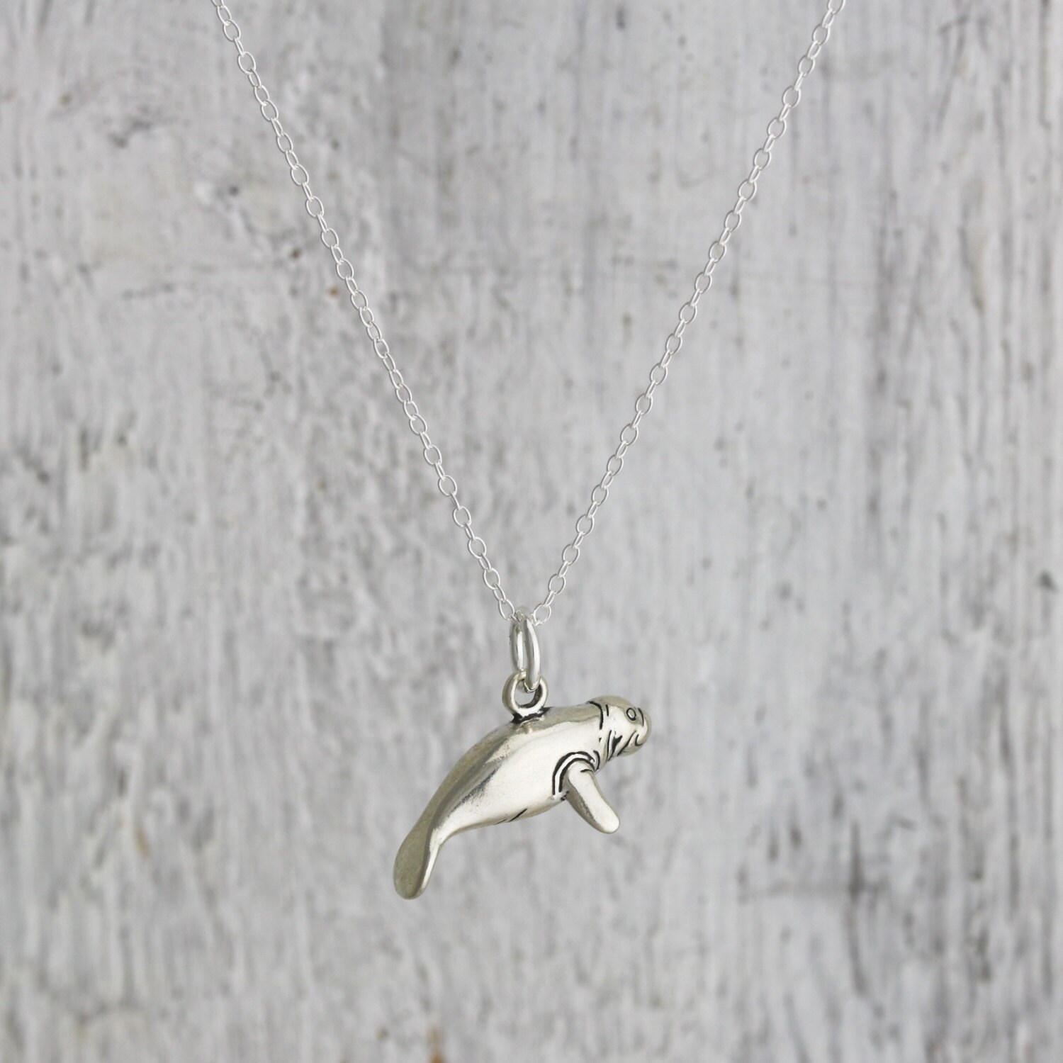 Manatee Necklace Sterling Silver Manatee Charm Necklace - Etsy UK