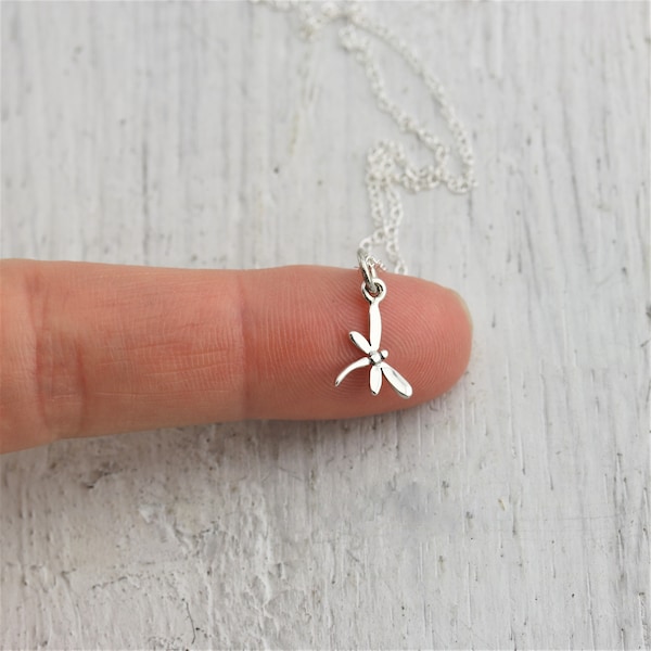 Tiny Dragonfly Necklace, Dragonfly Jewelry, Sterling Silver Insect Necklace, Insect Jewelry, Dragonfly Charm Necklace, Dainty Necklace