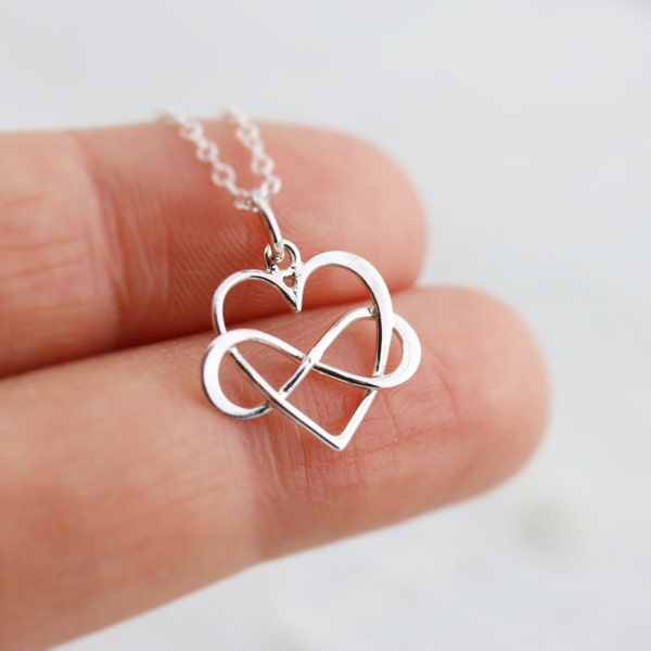 Infinity Heart Necklace - Sterling Silver Inifinity Heart Pendant - Love Jewelry - Wedding Jewelry - Anniversary Gift - Bridal Party Gift