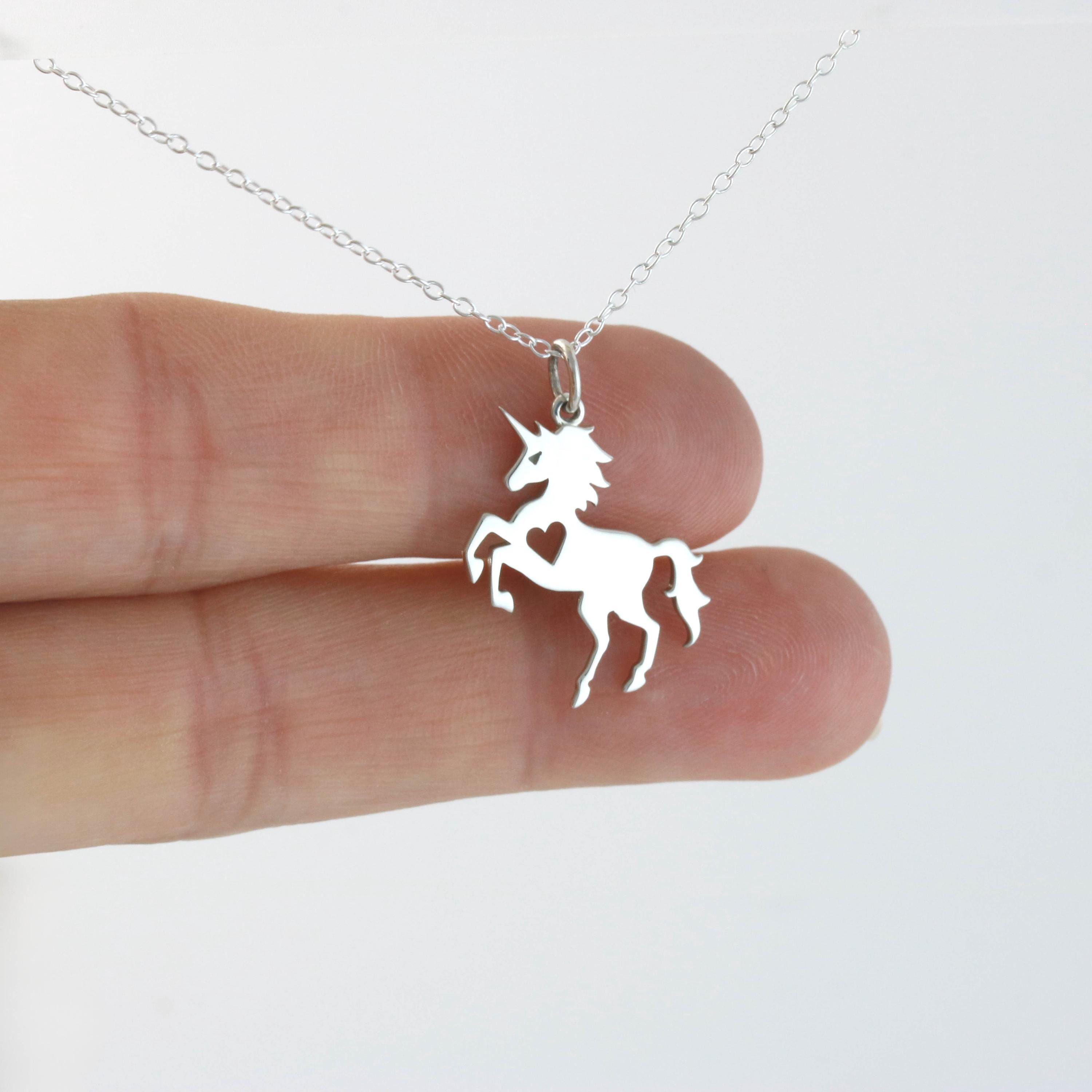 Collana personalizzata con unicorno placcata in argento e oro 18 carati