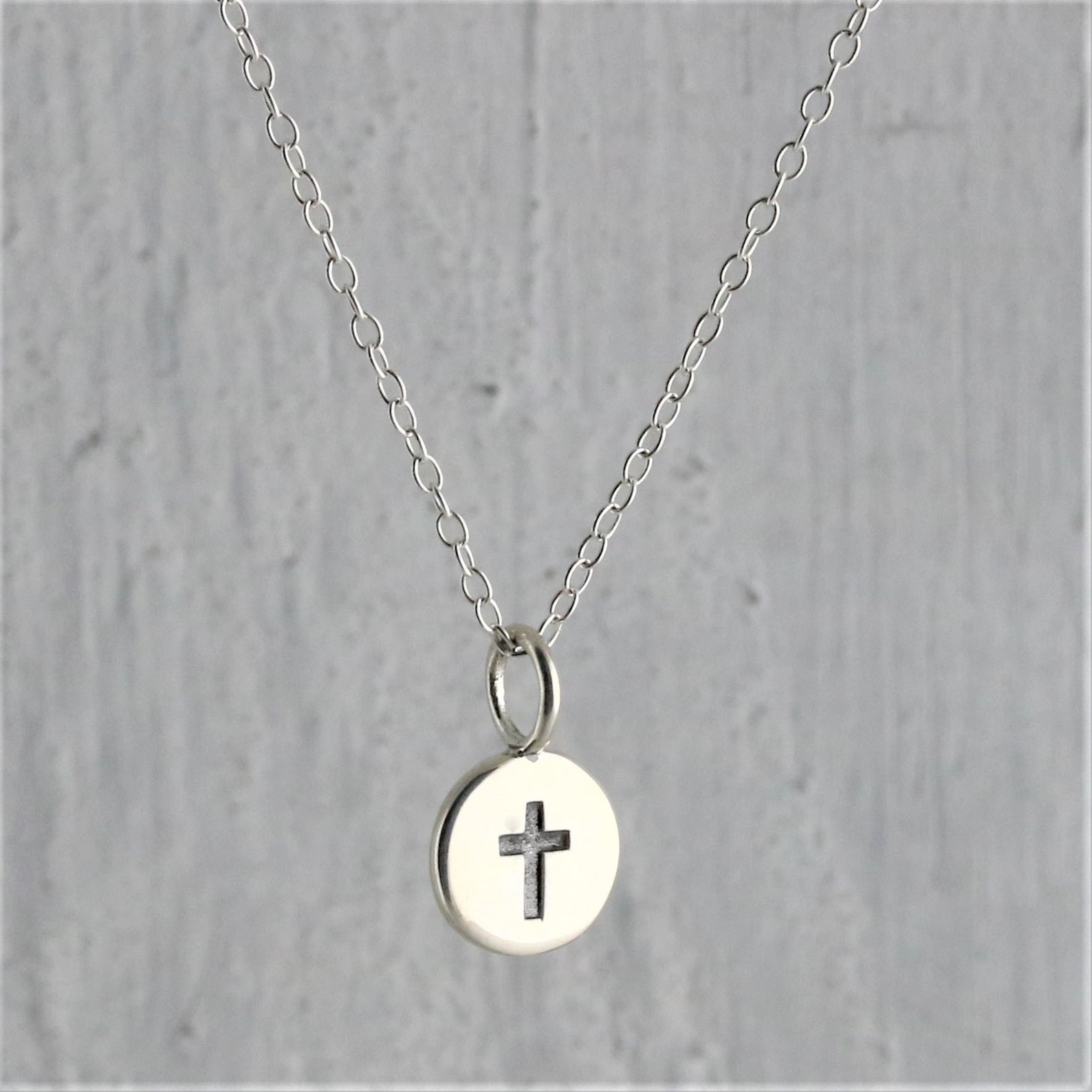 Sterling Silver Small Cross Necklace First Communion Gift Etsy