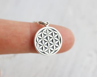 Flower of Life Necklace - Sterling Silver Flower of Life Necklace - Flower of Life Charm - Spiritual Jewelry - Yoga Necklace Sacred Geometry