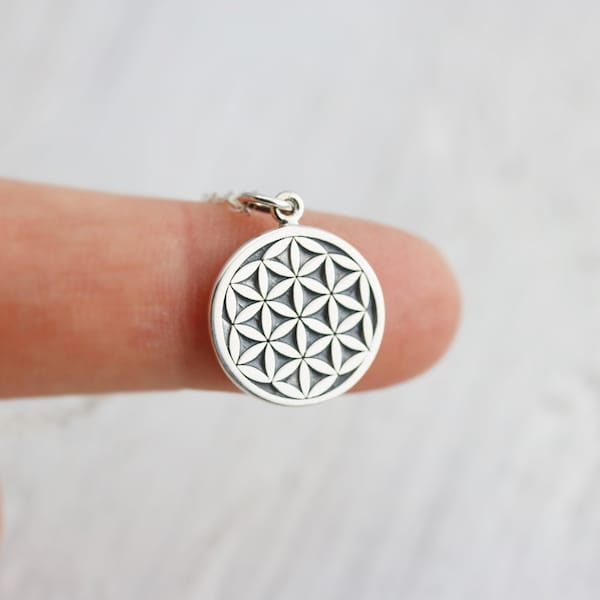 Flower of Life Necklace - Sterling Silver Flower of Life Necklace - Flower of Life Charm - Spiritual Jewelry - Yoga Necklace Sacred Geometry