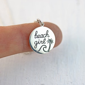 SALE Sterling Silver Beach Girl Necklace, Best Friend Retirement Gift, Beach Themed Jewelry, Ocean Inspired Surf Necklace for Summer Lover image 2