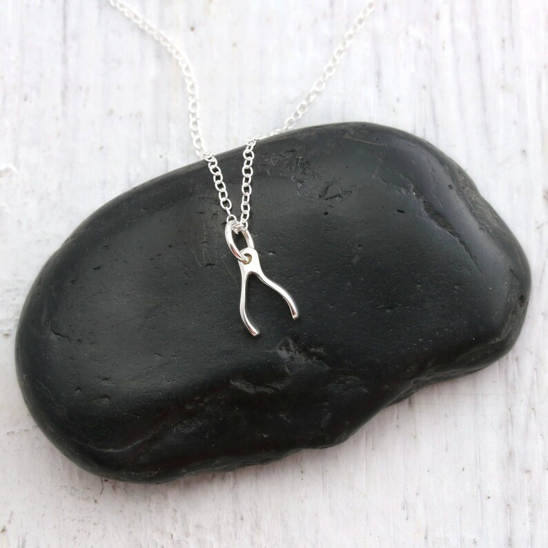Tiny Wishbone Necklace Sterling Silver Wishbone Charm Wishbone Gifts Luck Necklace Sterling Silver Good Luck Gifts Wishbone Pendant image 4