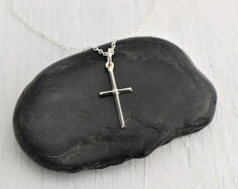 Sterling Silber Kreuz Halskette, zierliches Kreuz christliche Geschenke für Frauen, christlicher Kreuz Anhänger Taufe Geschenke, Konfirmation Geschenk für Mädchen