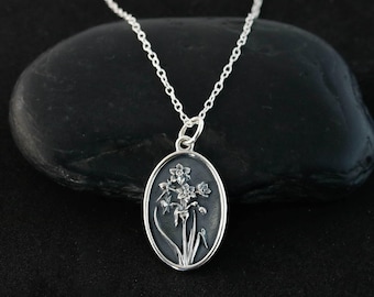 Narzisse Geburtsblume für Dezember, Sterlingsilber Narzisse Blume Anhänger, Blumenschmuck für Muttertag Geburtstagsgeschenk für Sie