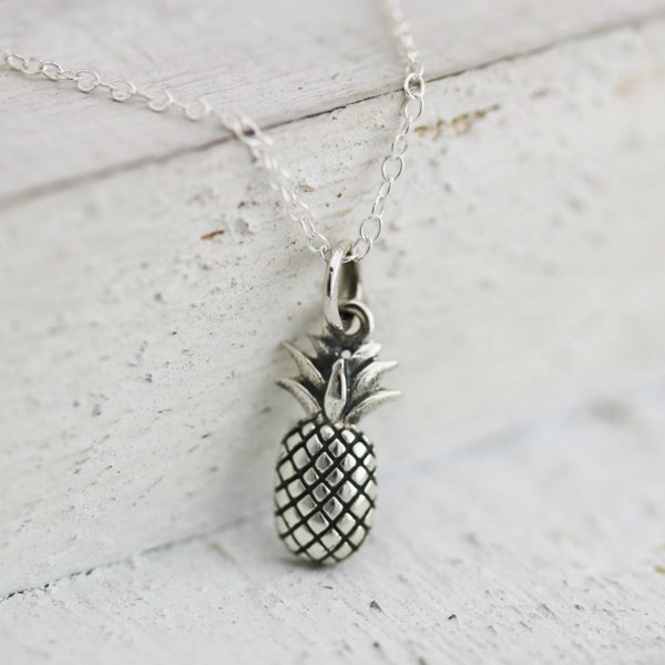 Ananas Halskette - Sterling Silber Ananas Halskette - Ananas Anhänger - Tropische Früchte - Freundschaft Halskette - Gastfreundschaft Geschenk