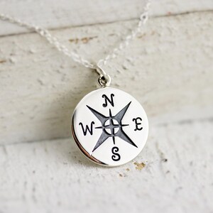 Compass Necklace - Large Sterling Silver Compass Necklace - Compass Pendant - Graduation Jewelry - Travel Necklace - Graduation Gift