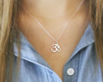 Ohm Necklace - Om Necklace - Sterling Silver Ohm Charm Necklace - Yoga Jewelry - Meditation Necklace - Spiritual Jewelry
