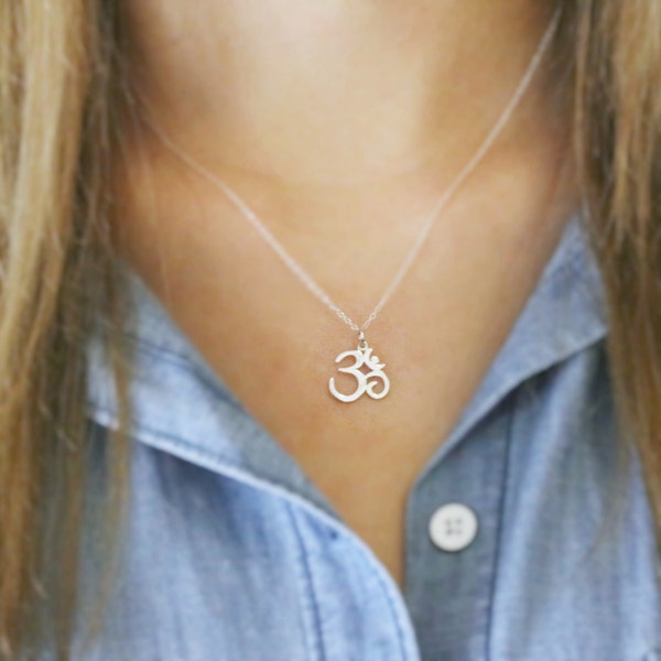 Ohm Necklace - Om Necklace - Sterling Silver Ohm Charm Necklace - Yoga Jewelry - Meditation Necklace - Spiritual Jewelry