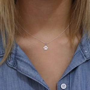 Paw Print Necklace - Sterling Silver Paw Print Necklace - Tiny Pawprint Necklace - Cat Dog Lovers Jewelry Pet Memorial Necklace Pet Jewelry