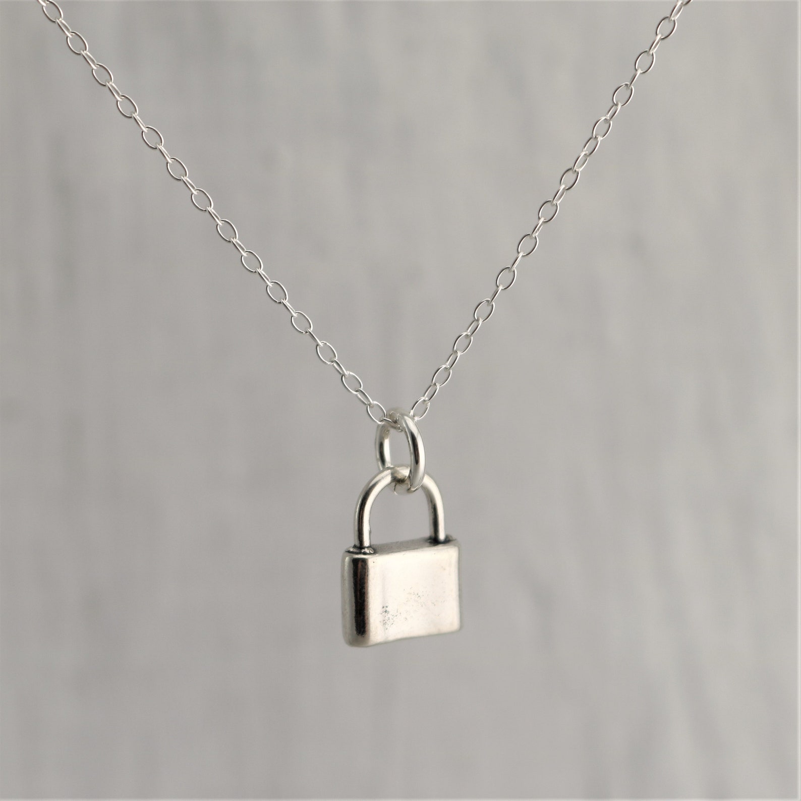 Sterling Silver Padlock Necklace Tiny Lock Necklace Dainty Etsy