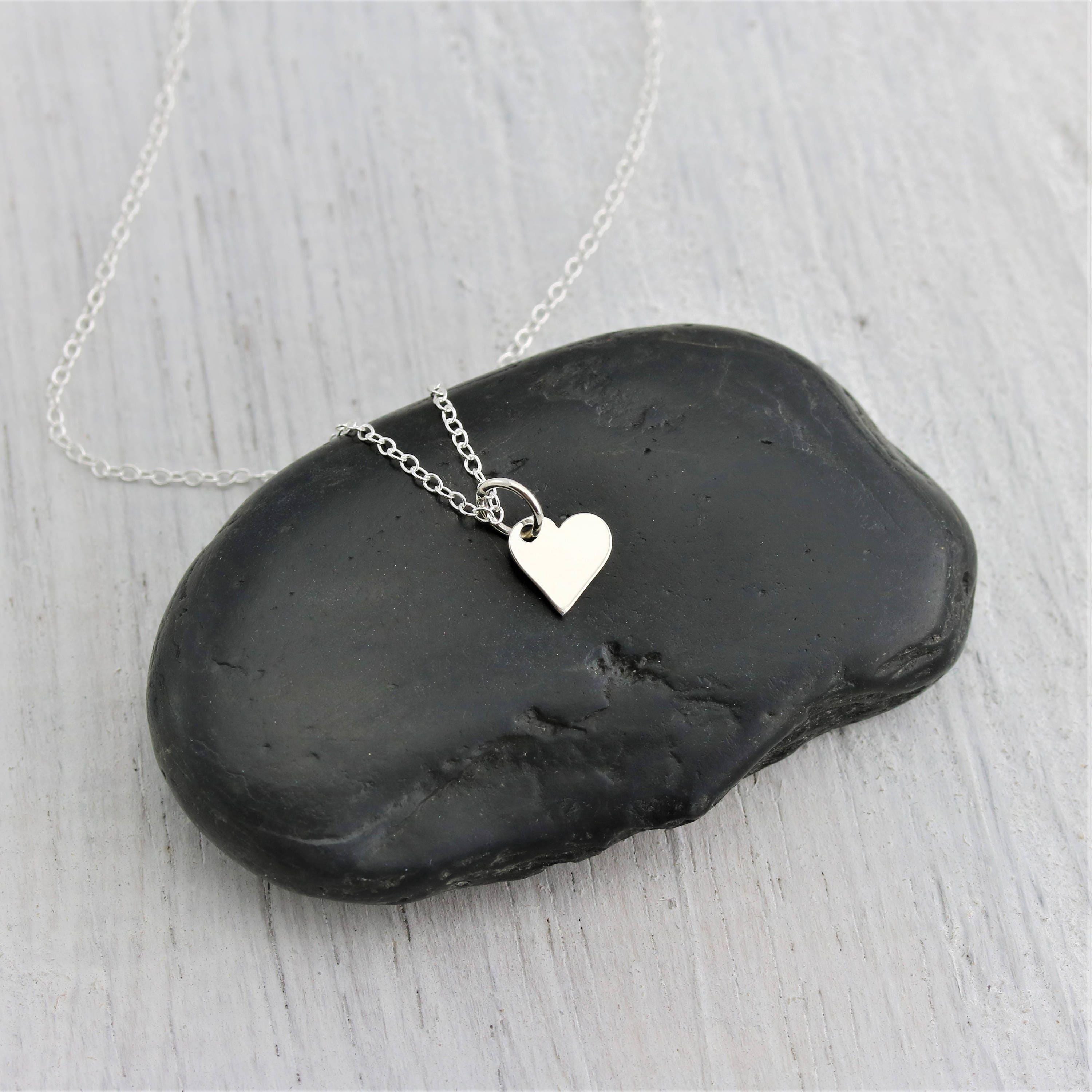 Tiny Heart Necklace Sterling Silver, Tiny Heart Pendant